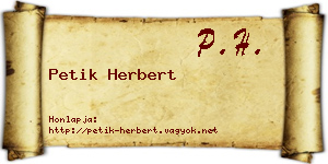 Petik Herbert névjegykártya